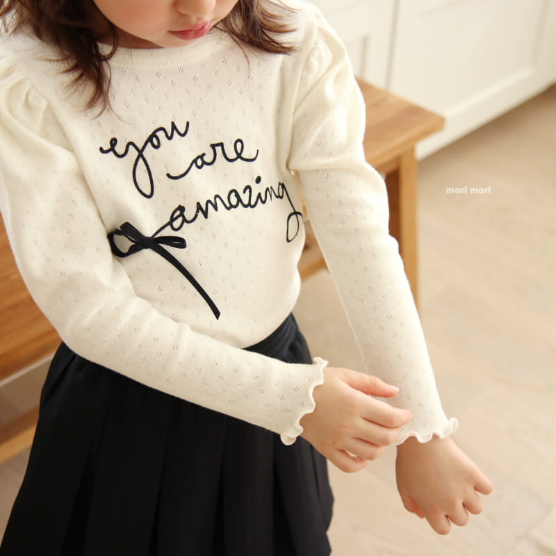 Mori Mori - Korean Children Fashion - #todddlerfashion - Lettering Ribbon Tee - 2