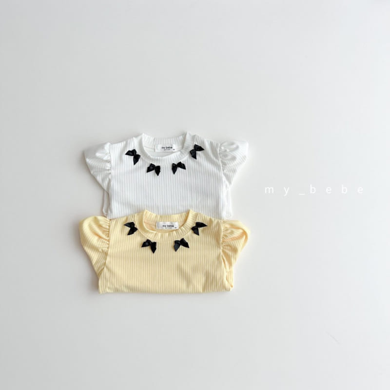 My Bebe - Korean Children Fashion - #kidzfashiontrend - Sil Ribbon Puff Tee - 4