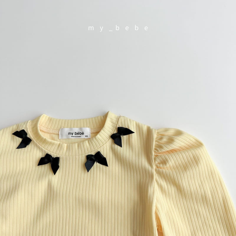 My Bebe - Korean Children Fashion - #childofig - Sil Ribbon Puff Tee - 10