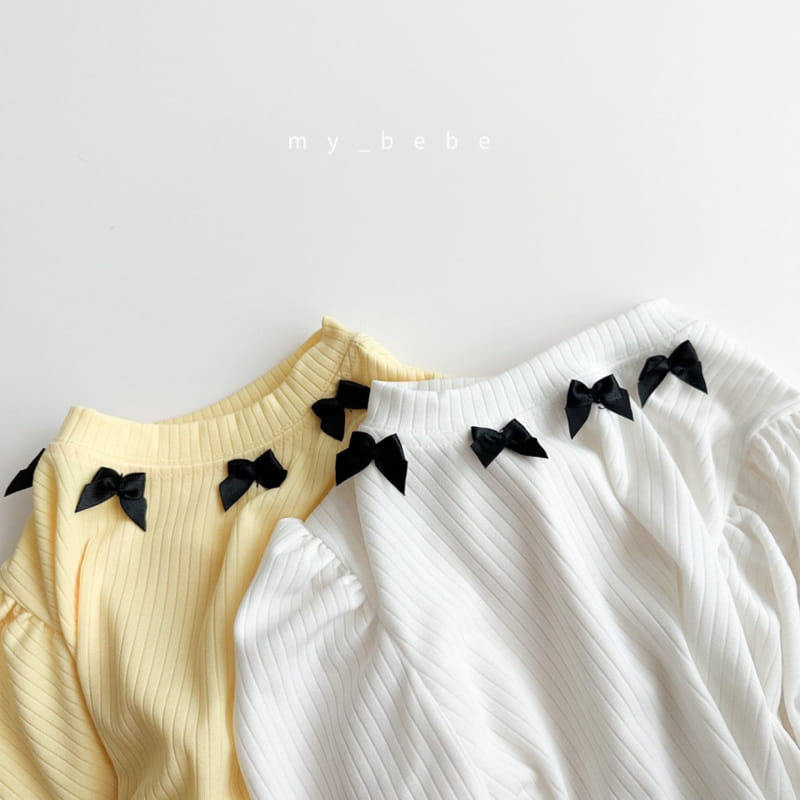 My Bebe - Korean Children Fashion - #childrensboutique - Sil Ribbon Puff Tee - 11