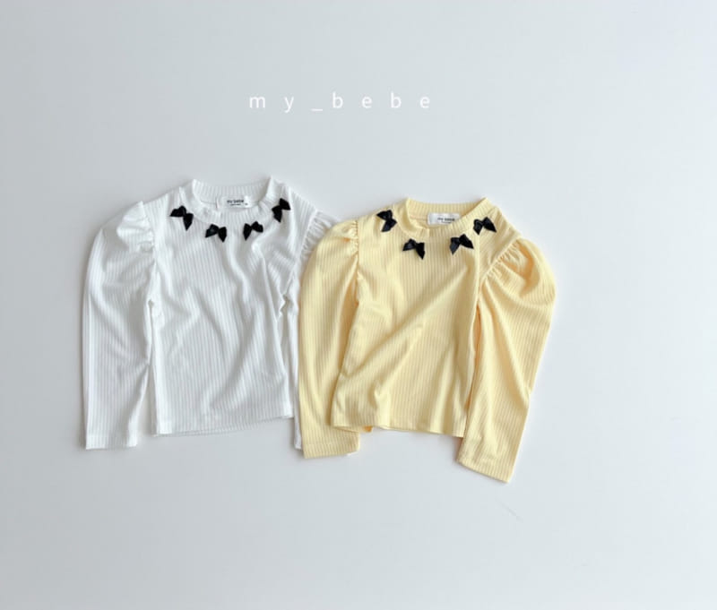 My Bebe - Korean Children Fashion - #kidsstore - Sil Ribbon Puff Tee - 2