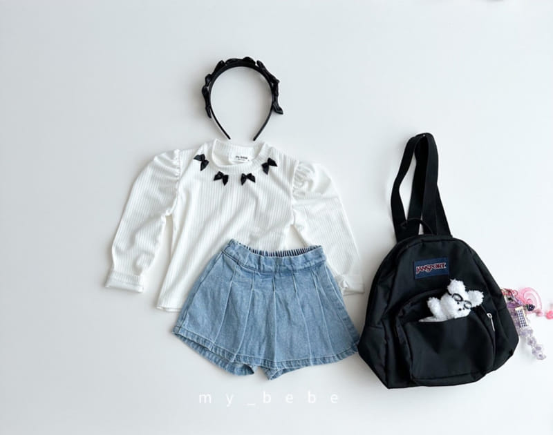 My Bebe - Korean Children Fashion - #magicofchildhood - Sil Ribbon Puff Tee - 6