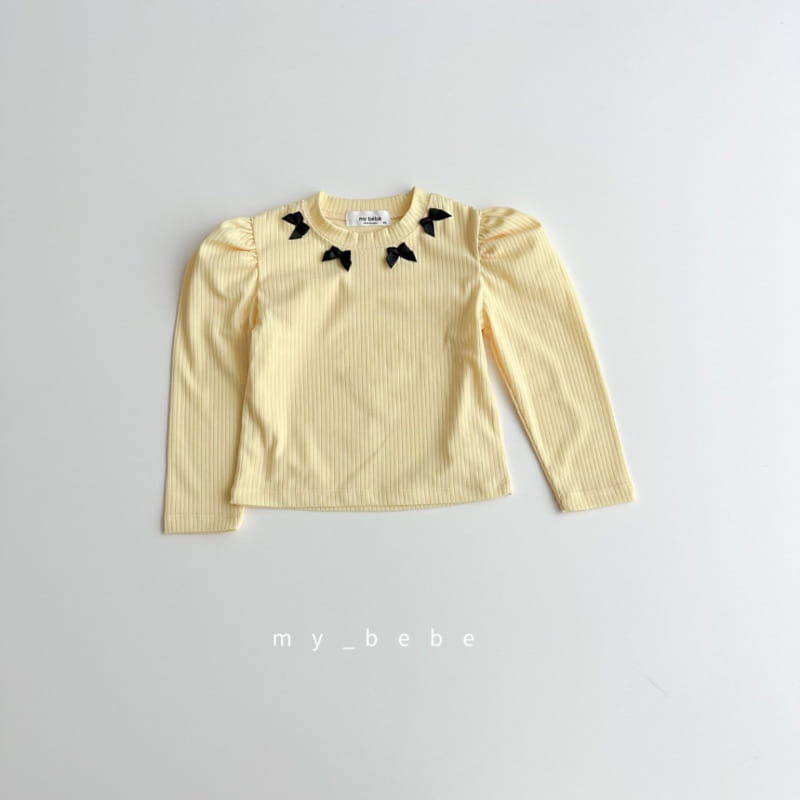 My Bebe - Korean Children Fashion - #minifashionista - Sil Ribbon Puff Tee - 7