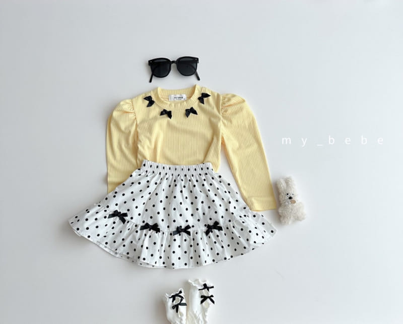 My Bebe - Korean Children Fashion - #prettylittlegirls - Sil Ribbon Puff Tee - 8