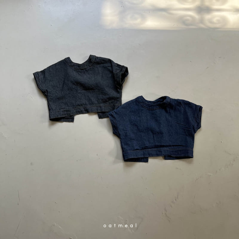 Oatmeal - Korean Children Fashion - #littlefashionista - Net Denim Blouse