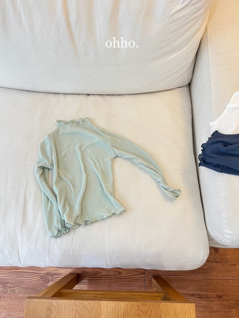 Ohho - Korean Children Fashion - #fashionkids - Dove Rib Half Turtleneck Tee - 5