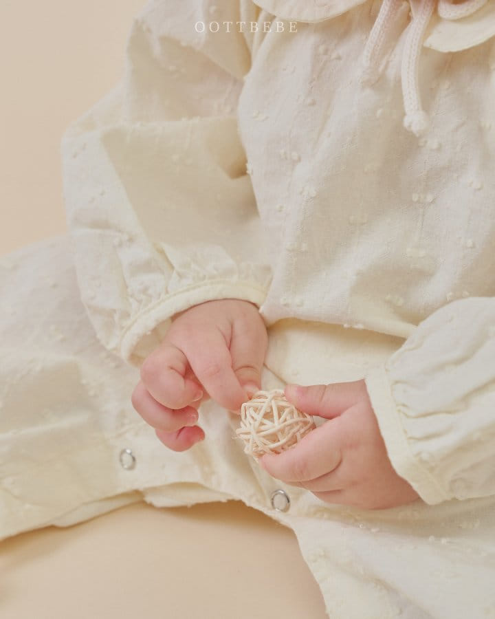 Oott Bebe - Korean Baby Fashion - #babyoutfit - Petite Collar Body Suit - 5