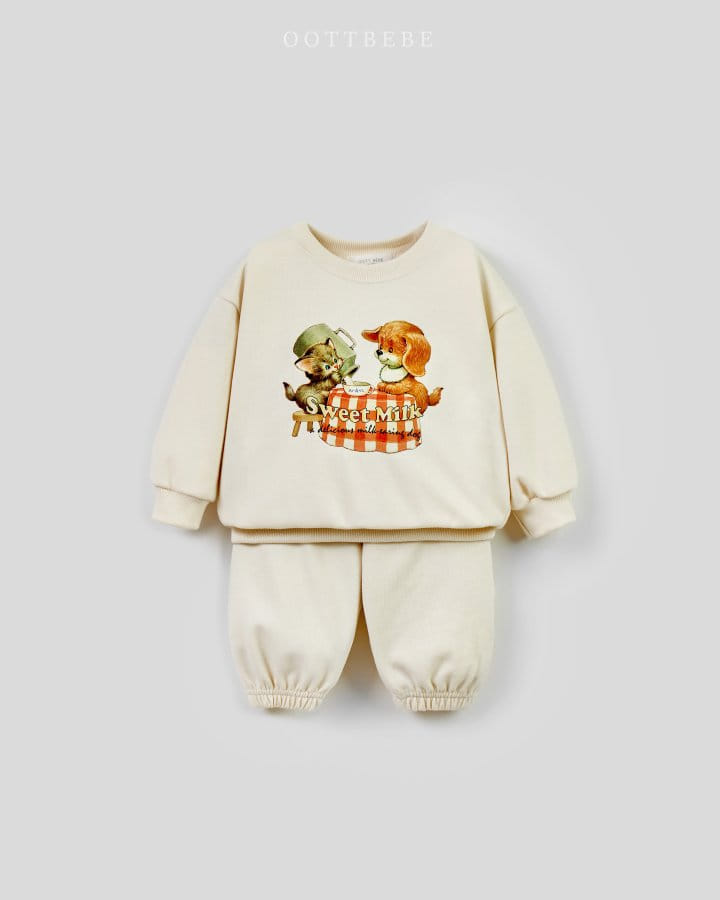Oott Bebe - Korean Children Fashion - #minifashionista - Sweet Milk Top Bottom Set - 6