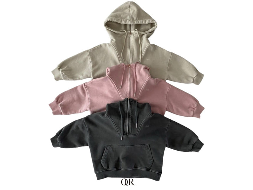 Our - Korean Children Fashion - #Kfashion4kids - Half Neck Piece dyed Fabric Hoody - 2