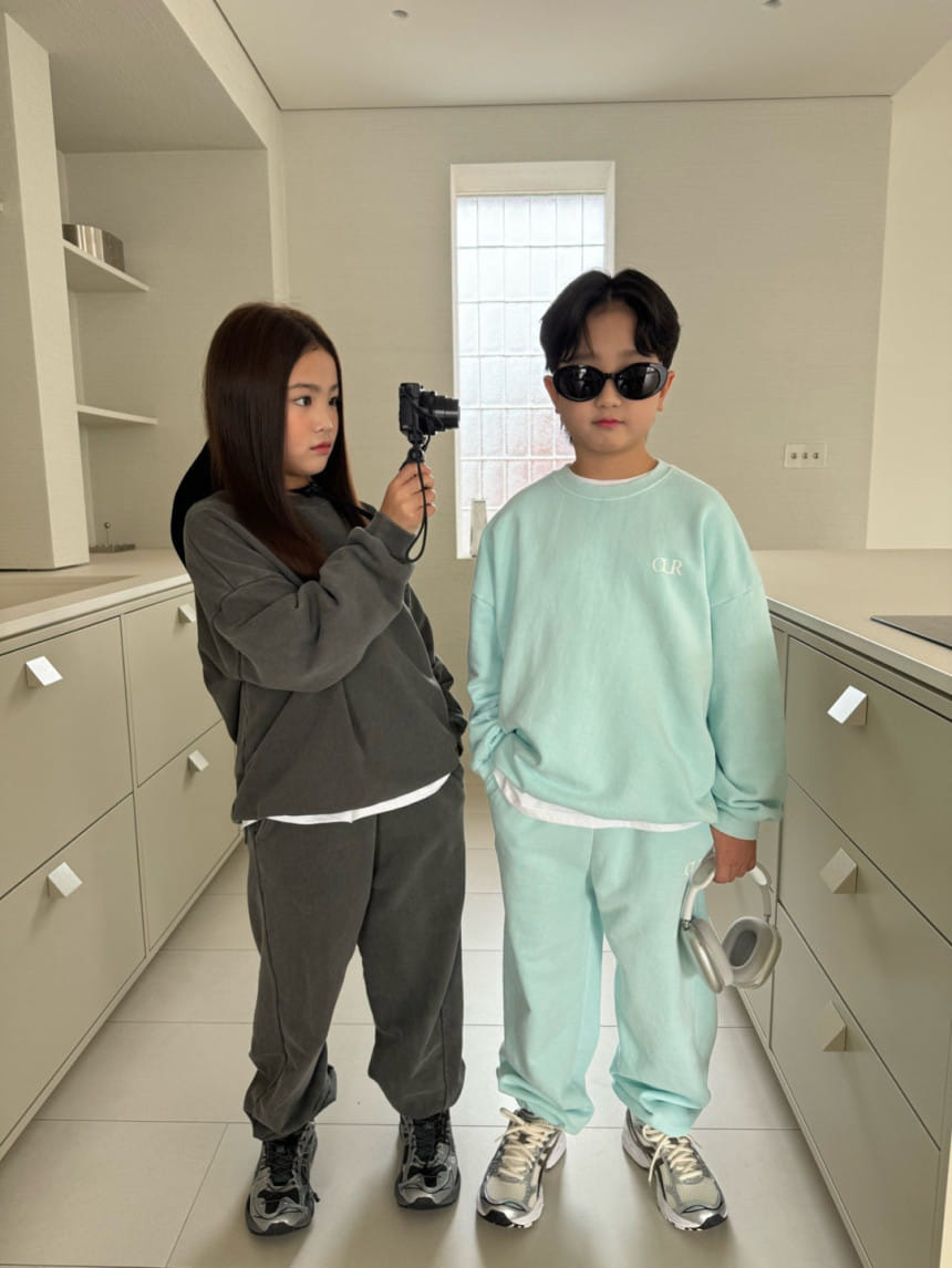 Our - Korean Children Fashion - #discoveringself - Logo Piece dyed Fabric Top Bottom Set - 7