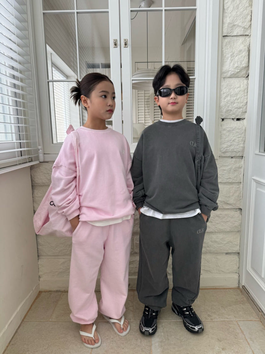 Our - Korean Children Fashion - #kidzfashiontrend - Logo Piece dyed Fabric Top Bottom Set - 11