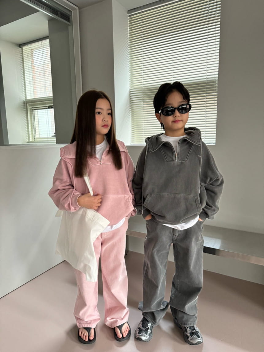 Our - Korean Children Fashion - #toddlerclothing - Half Neck Piece dyed Fabric Hoody - 8
