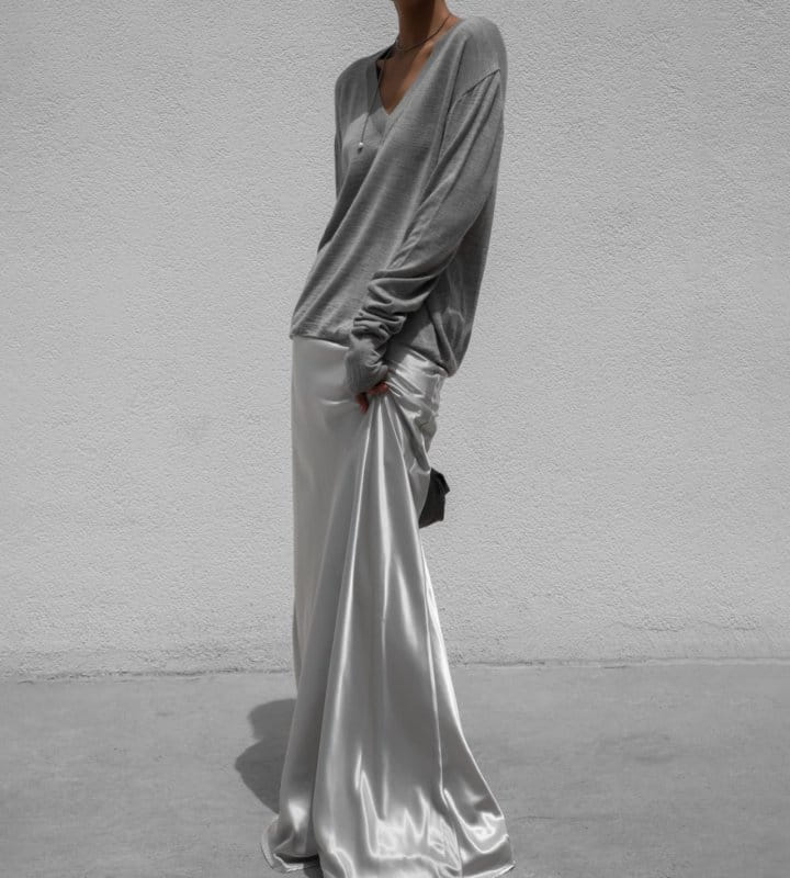 Paper Moon - Korean Women Fashion - #momslook - Silky Satin High Waisted Maxi Flared Skirt