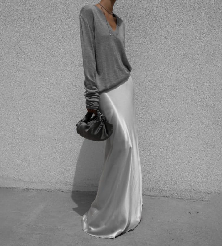 Paper Moon - Korean Women Fashion - #momslook - Silky Satin High Waisted Maxi Flared Skirt - 2