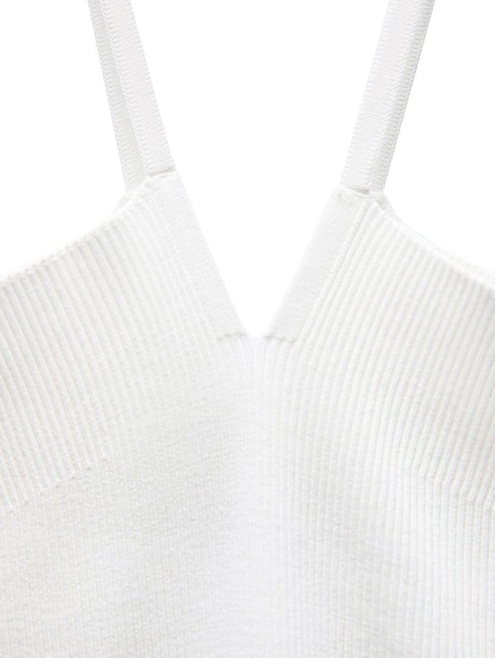 Paper Moon - Korean Women Fashion - #momslook - V - Line Strap Ribbed Knit Sleeveless Top - 11