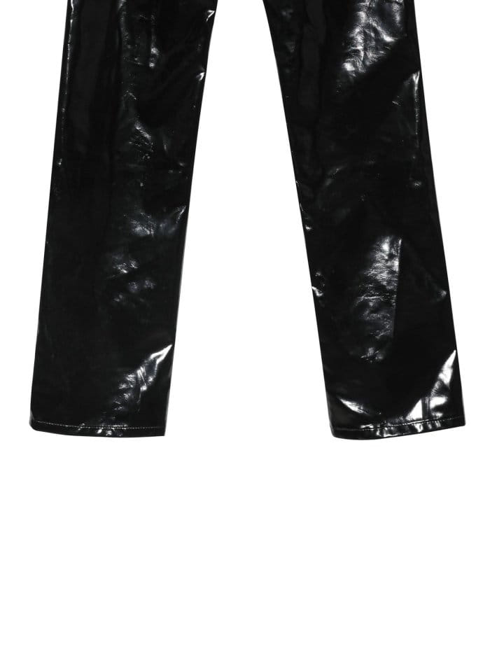 Paper Moon - Korean Women Fashion - #momslook - Patent Vegan L Coated Straight Pants - 11