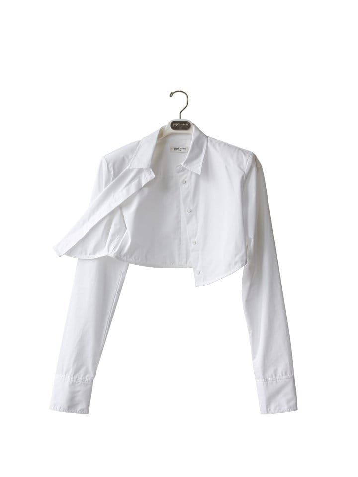 Paper Moon - Korean Women Fashion - #womensfashion - LUX Shoulder Pad Cropped Button Down Shirt - 4