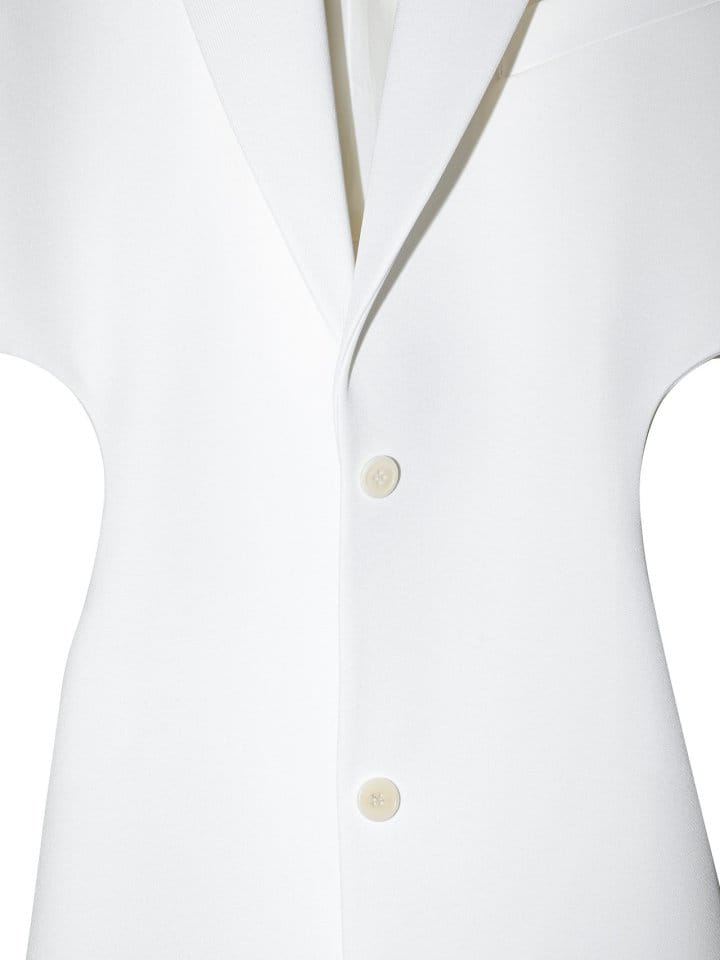 Paper Moon - Korean Women Fashion - #momslook - Squared Shoulder Cut Out Waist Detail Minimal Blazer - 10
