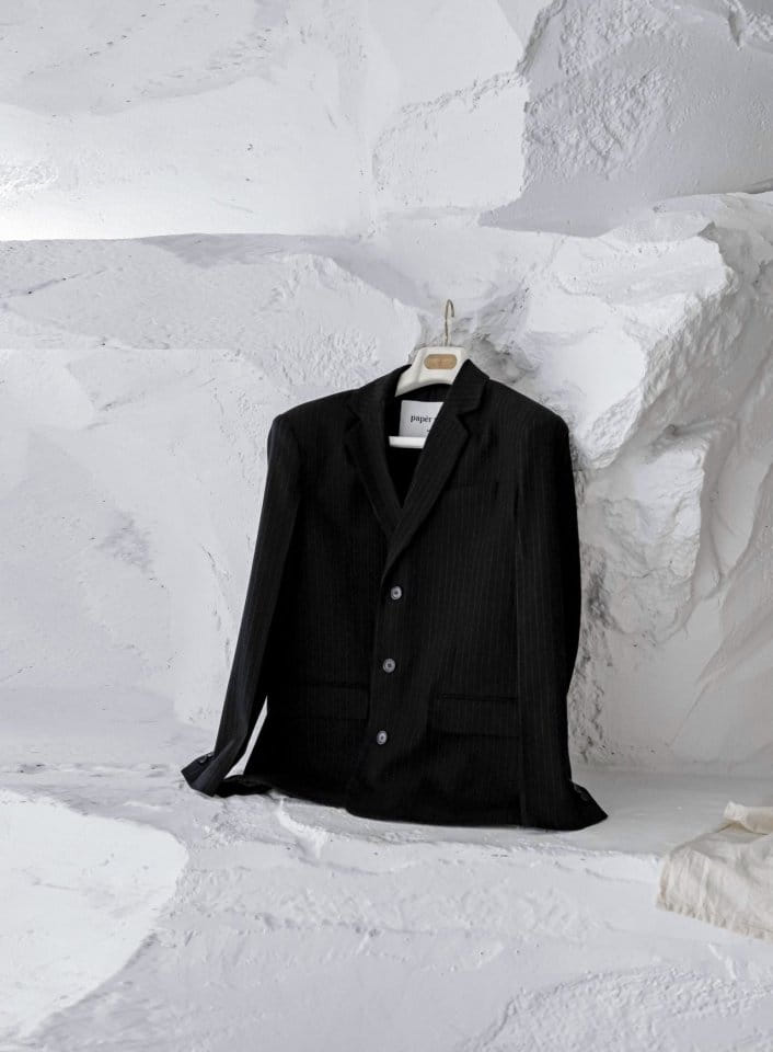 Paper Moon - Korean Women Fashion - #momslook - Pin Stripe Three Button Detail Single W Blazer - 2