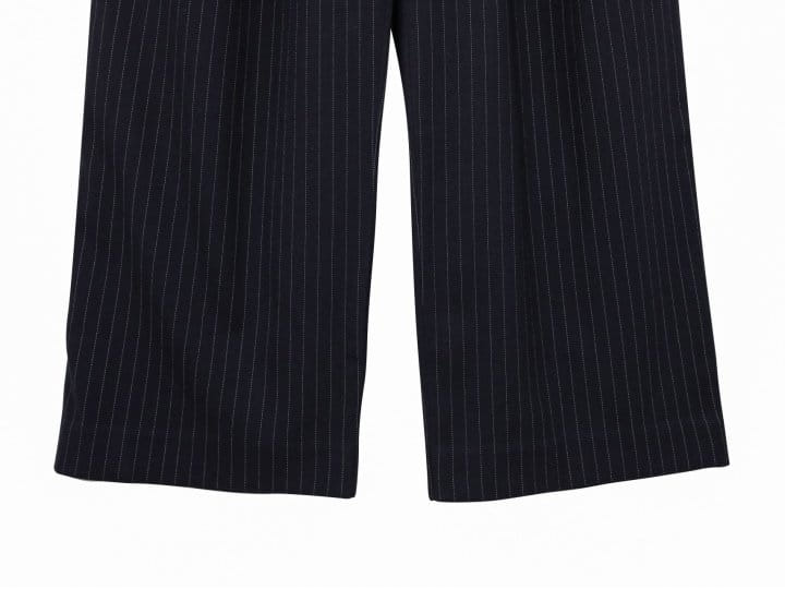 Paper Moon - Korean Women Fashion - #momslook - Pin Striped Low Waisted Double Pleats Wide Trousers - 10