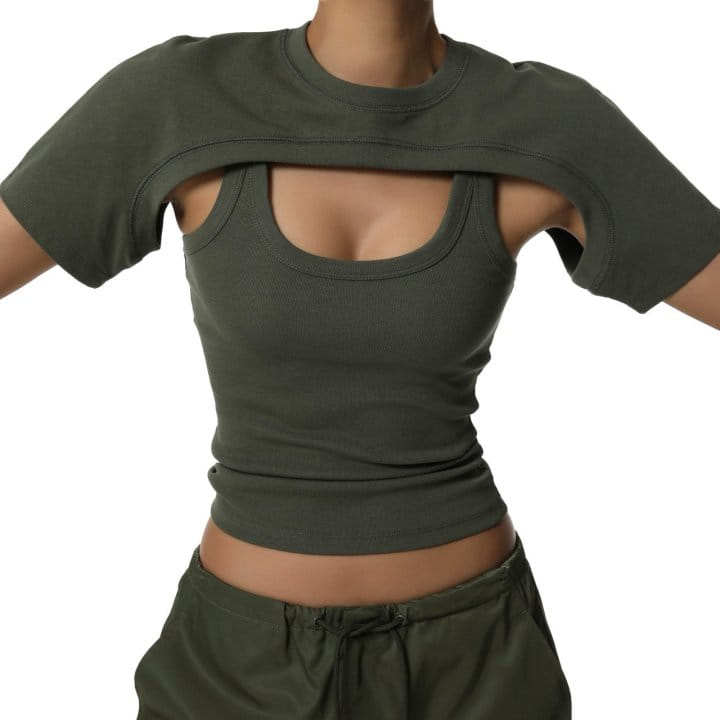 Paper Moon - Korean Women Fashion - #momslook - Bolero Layered Sleevless Tank Set Top