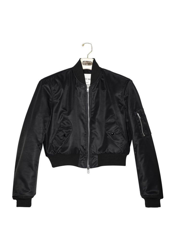 Paper Moon - Korean Women Fashion - #momslook - Square Shoulder Padded Cropped Bomber Jacket - 7
