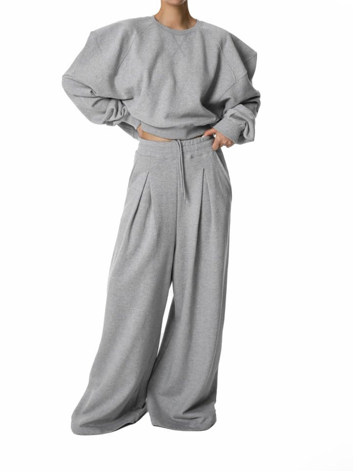 Paper Moon - Korean Women Fashion - #momslook - Pin Tuck Detail Sweat Wide Pants - 5