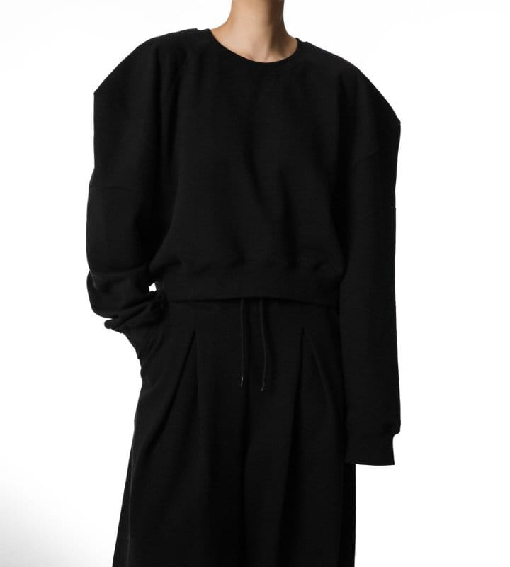 Paper Moon - Korean Women Fashion - #restrostyle - Squared Dropped Shoulder Detail Draping Pattern Sweatshirt - 3