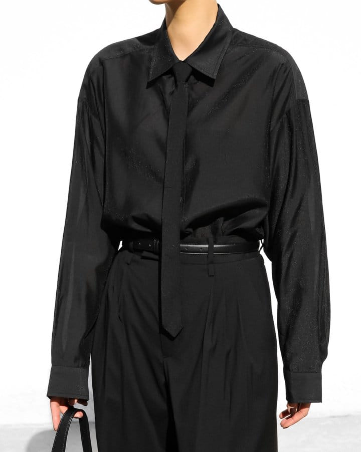 Paper Moon - Korean Women Fashion - #romanticstyle - Sheer Silky Classic Button Down Shirt - 9