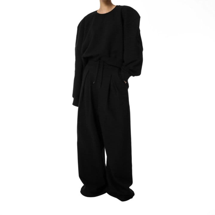Paper Moon - Korean Women Fashion - #restrostyle - Squared Dropped Shoulder Detail Draping Pattern Sweatshirt - 4