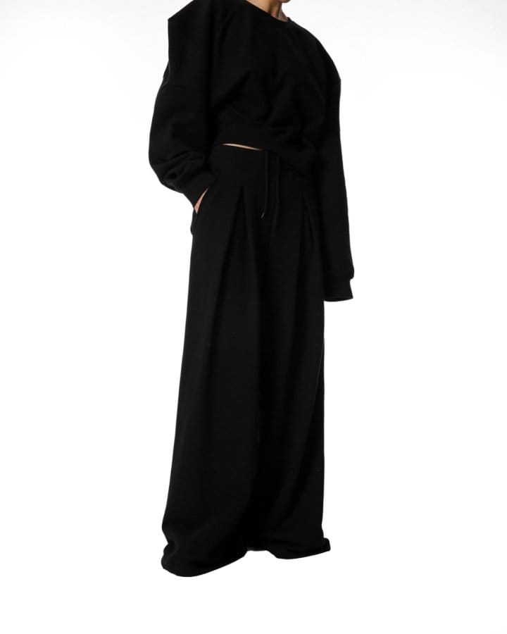 Paper Moon - Korean Women Fashion - #shopsmall - Squared Dropped Shoulder Detail Draping Pattern Sweatshirt - 5