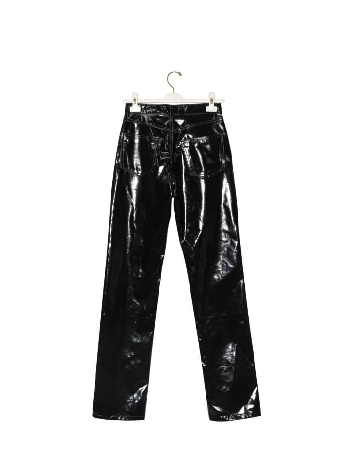 Paper Moon - Korean Women Fashion - #vintageinspired - Patent Vegan L Coated Straight Pants - 3
