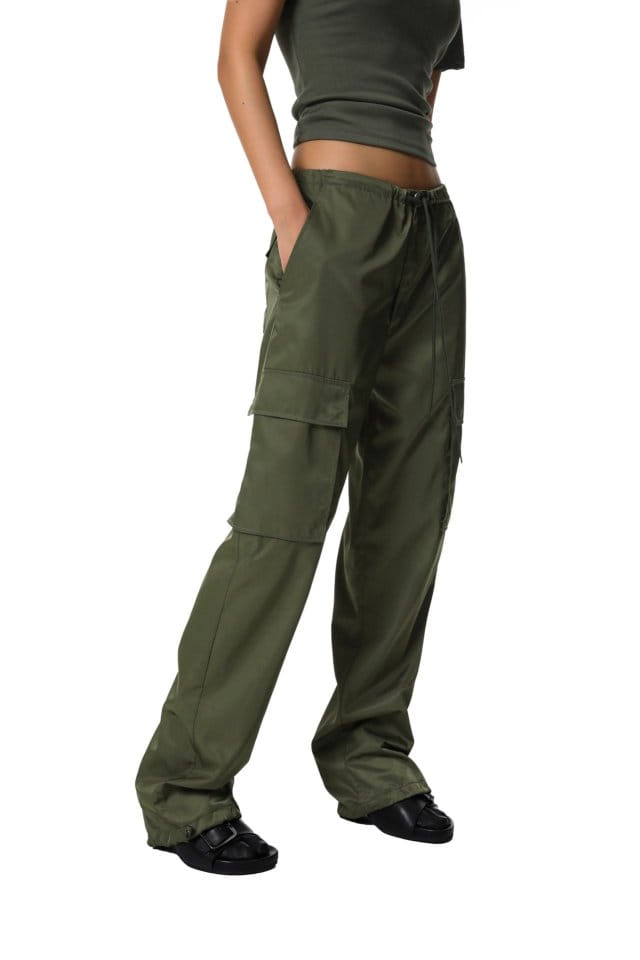 Paper Moon - Korean Women Fashion - #womensfashion - Nylon Drawstring Cargo Pocket Trousers - 4