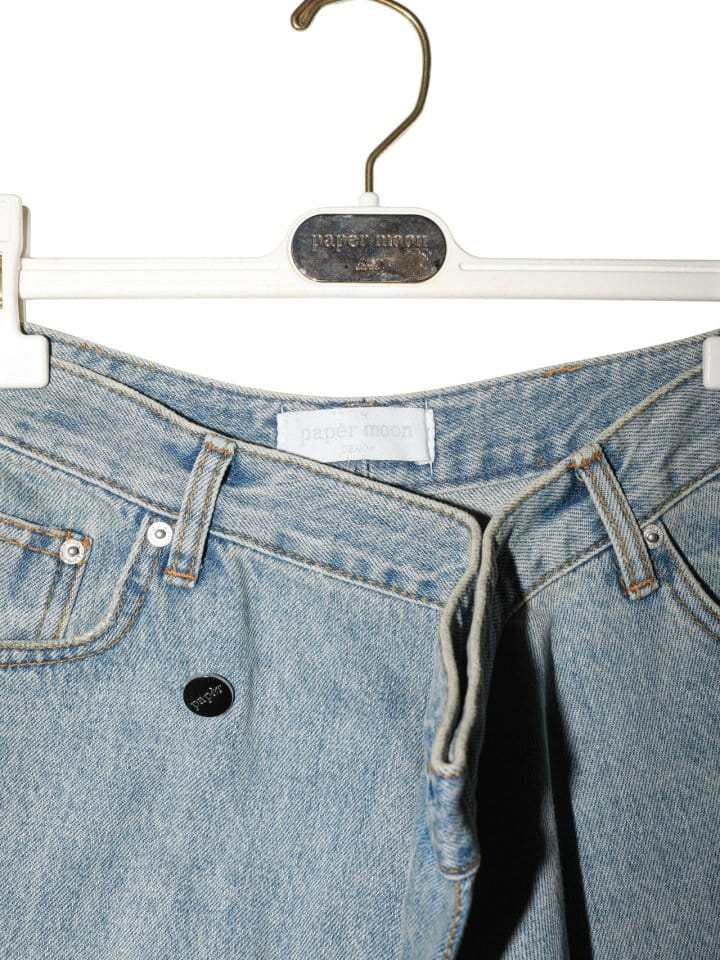 Paper Moon - Korean Women Fashion - #vintagekidsstyle - Wrap Detail Wide Denim Jeans  - 6