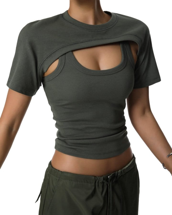 Paper Moon - Korean Women Fashion - #vintageinspired - Bolero Layered Sleevless Tank Set Top - 4