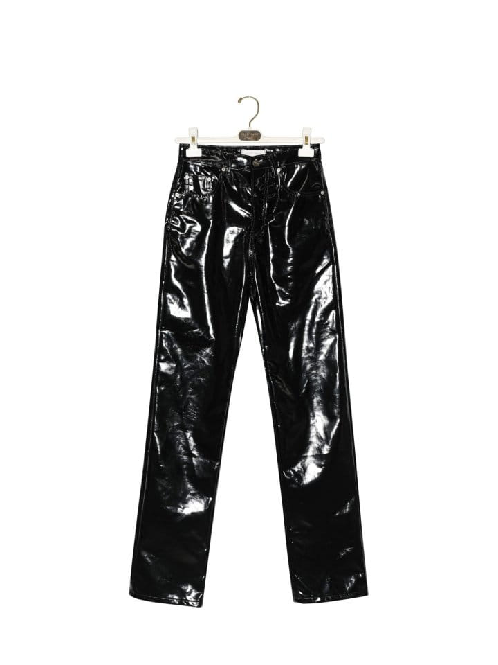 Paper Moon - Korean Women Fashion - #womensfashion - Patent Vegan L Coated Straight Pants - 2
