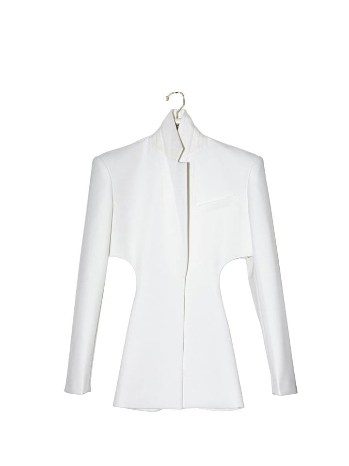 Paper Moon - Korean Women Fashion - #womensfashion - Squared Shoulder Cut Out Waist Detail Minimal Blazer - 7