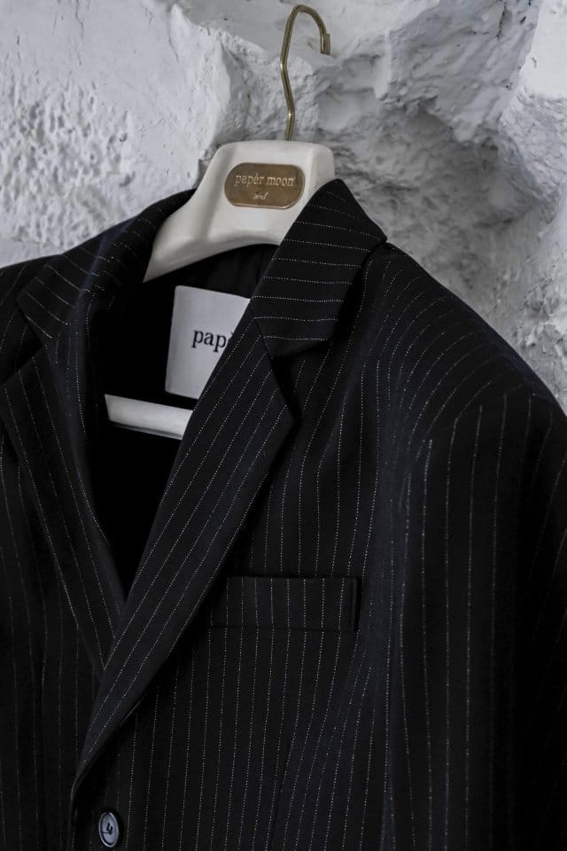 Paper Moon - Korean Women Fashion - #womensfashion - Pin Stripe Three Button Detail Single W Blazer