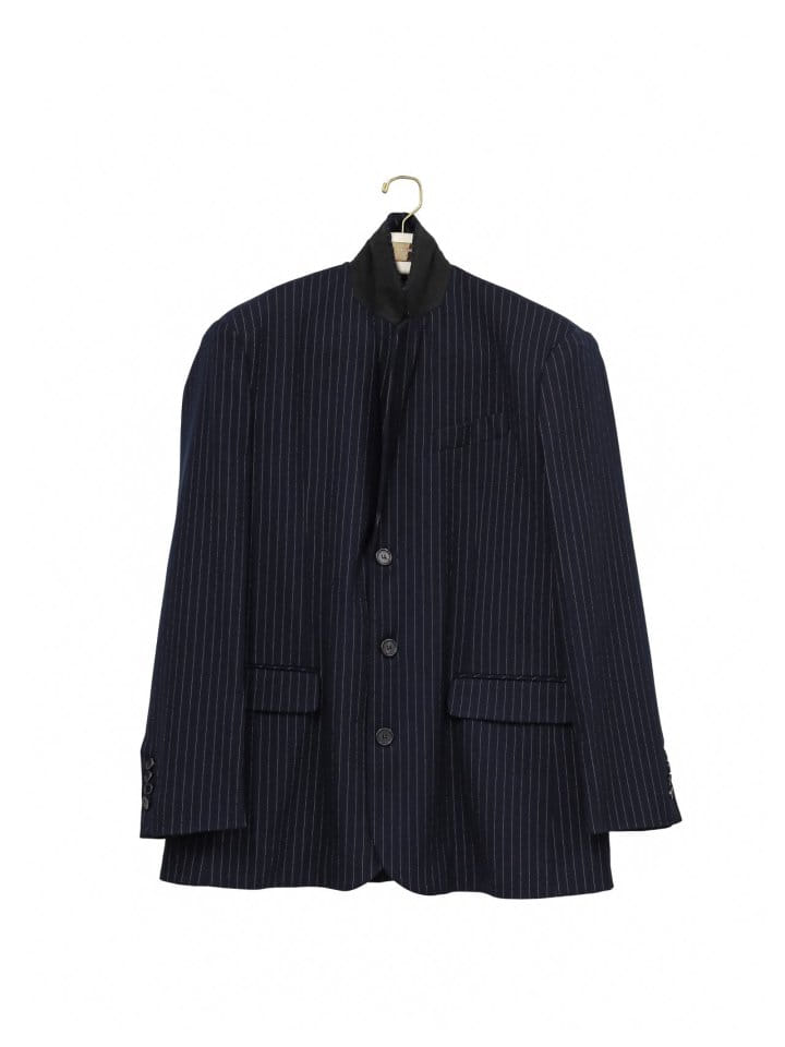 Paper Moon - Korean Women Fashion - #womensfashion - Pin Stripe Three Button Detail Single W Blazer - 5