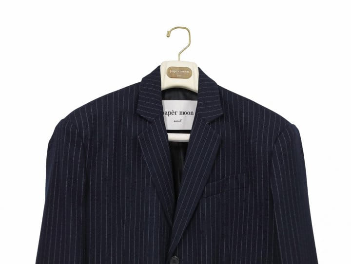 Paper Moon - Korean Women Fashion - #womensfashion - Pin Stripe Three Button Detail Single W Blazer - 7