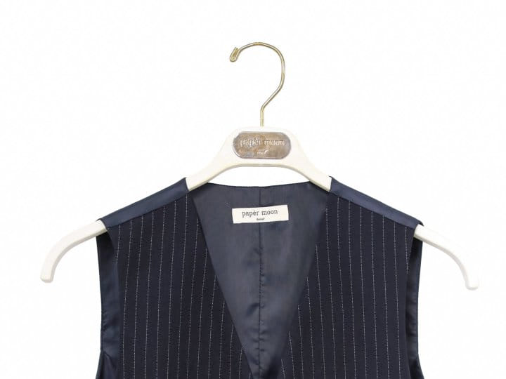 Paper Moon - Korean Women Fashion - #momslook - Classic Pin Stripe Tailored Vest - 4