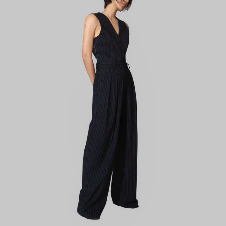 Paper Moon - Korean Women Fashion - #womensfashion - Pin Striped Low Waisted Double Pleats Wide Trousers - 3