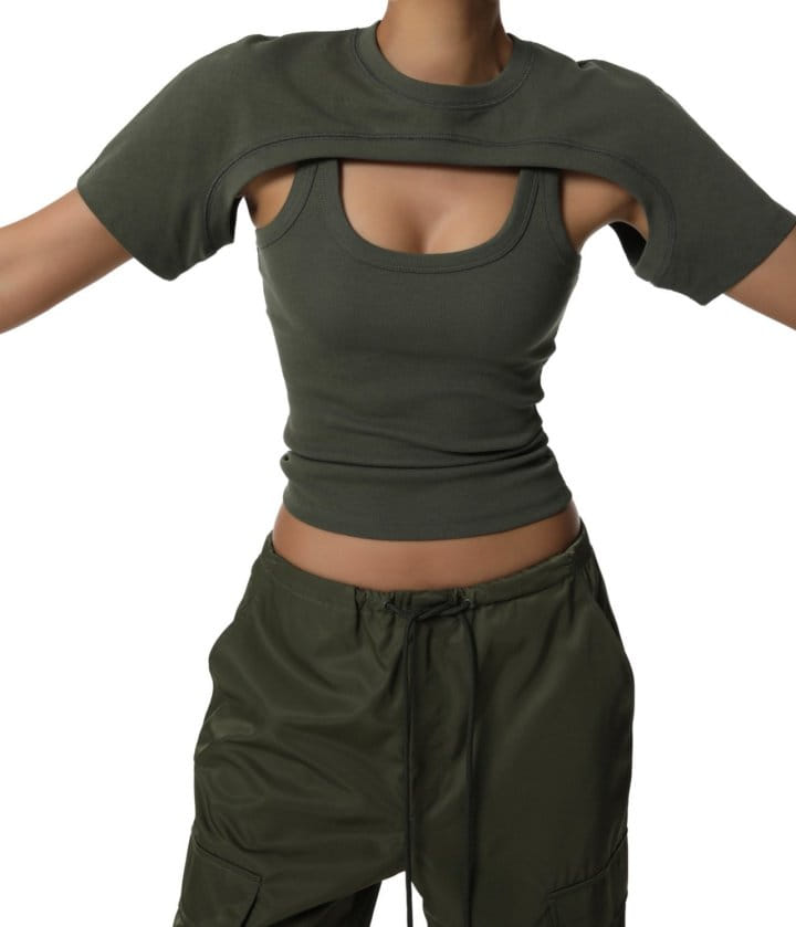 Paper Moon - Korean Women Fashion - #womensfashion - Bolero Layered Sleevless Tank Set Top - 2
