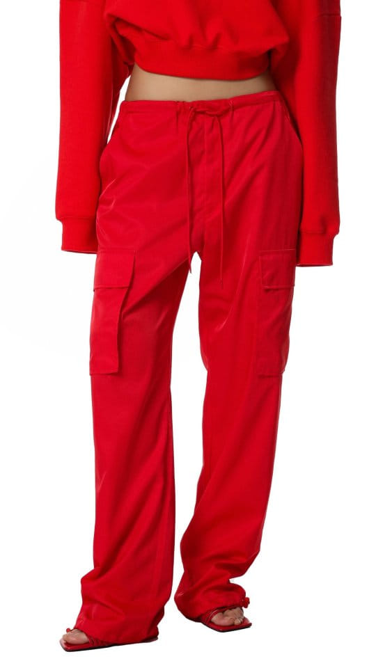 Paper Moon - Korean Women Fashion - #womensfashion - Nylon Drawstring Cargo Pocket Trousers - 7