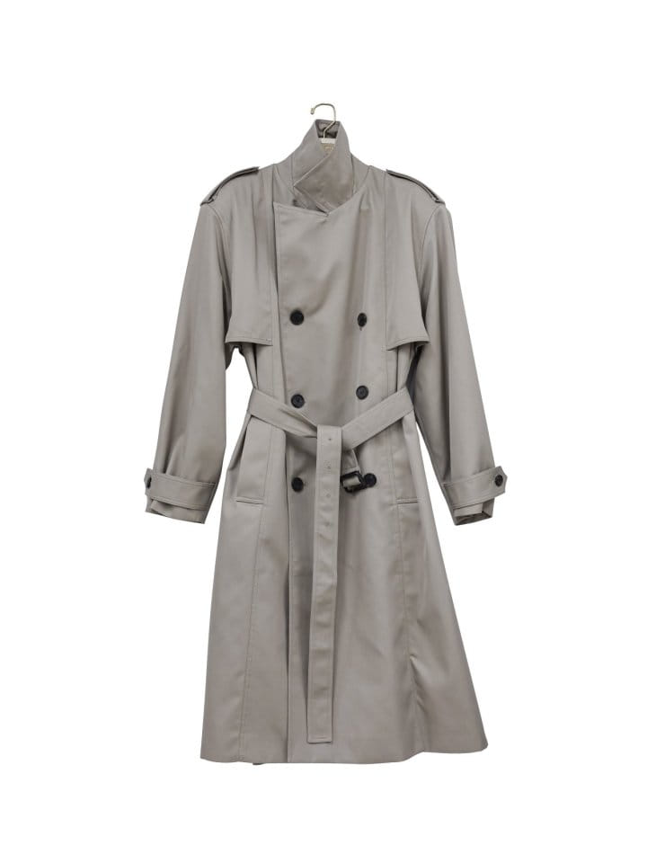 Paper Moon - Korean Women Fashion - #womensfashion - Padded Detail Oversized Double Breasted Trench Coat - 9