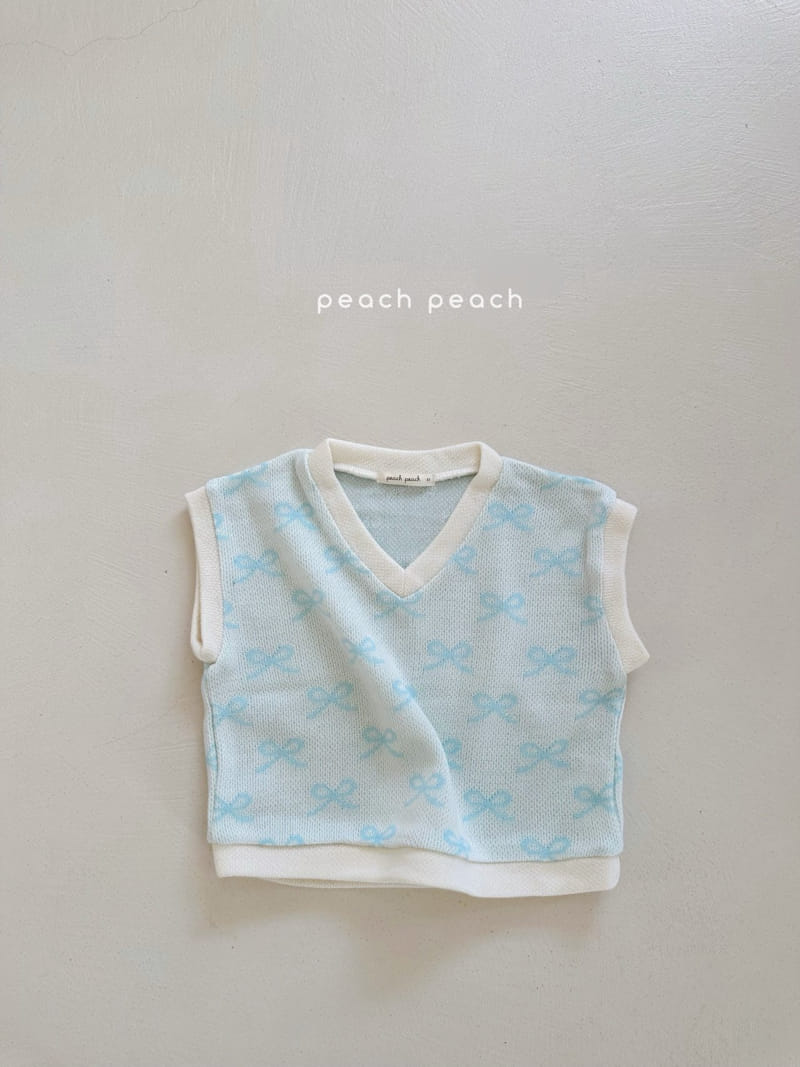 Peach-peach - Korean Children Fashion - #kidsstore - Ribbon Vest - 3