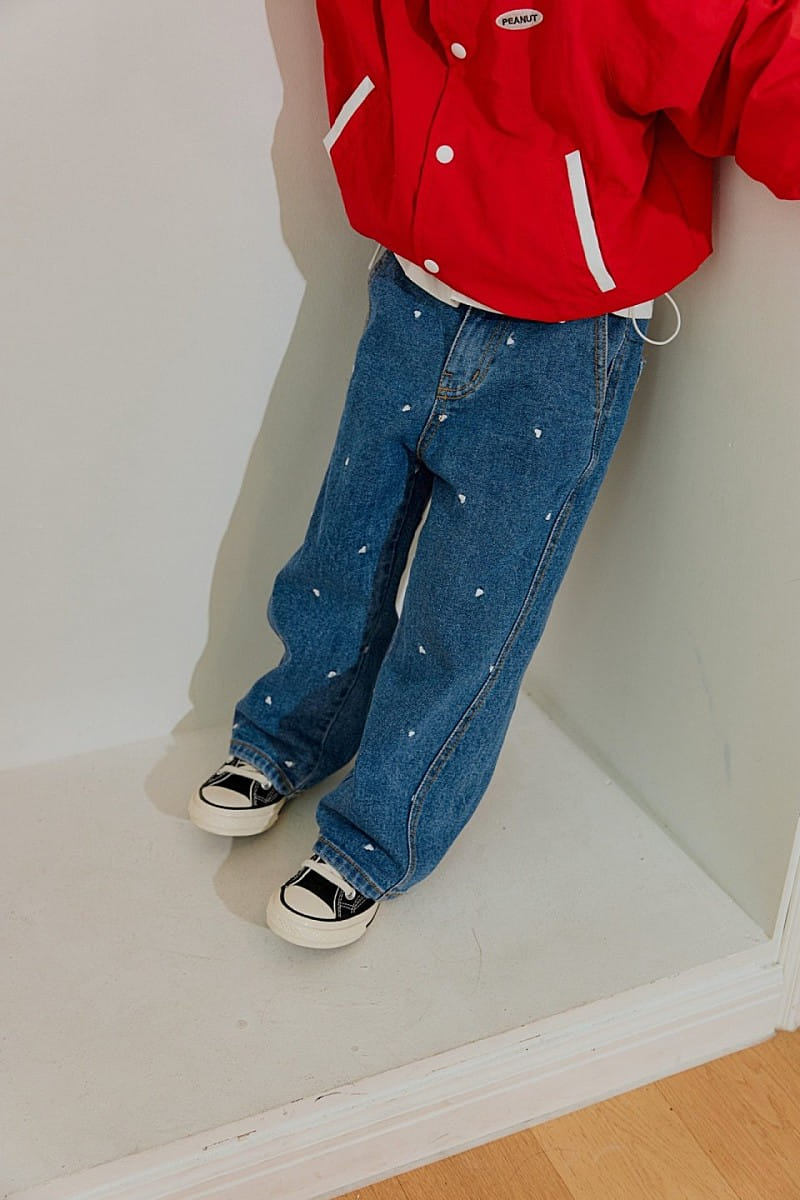 Peanut - Korean Children Fashion - #kidzfashiontrend - Heart Dneim Pants - 7