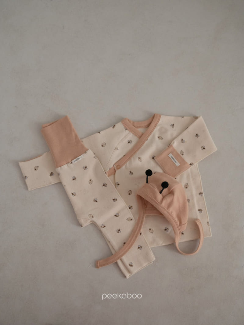 Peekaboo - Korean Baby Fashion - #babyfever - BB Bonnet Top Bottom Set - 2