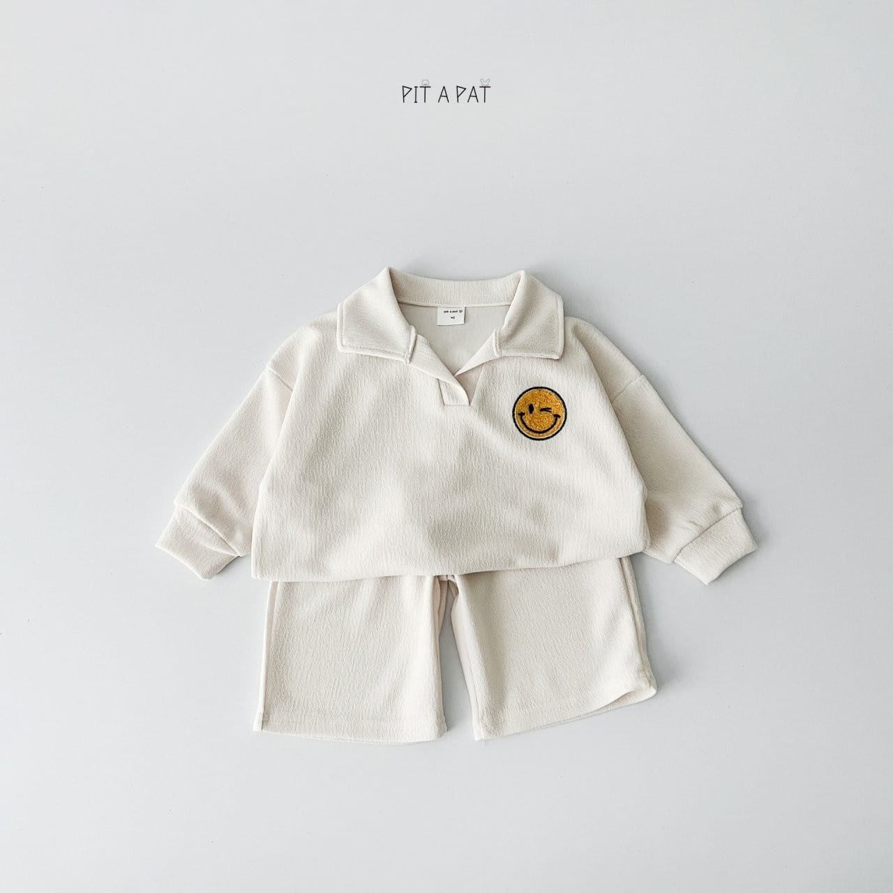 Pitapat - Korean Children Fashion - #littlefashionista - Smiley Terry Top Bottom Set - 5
