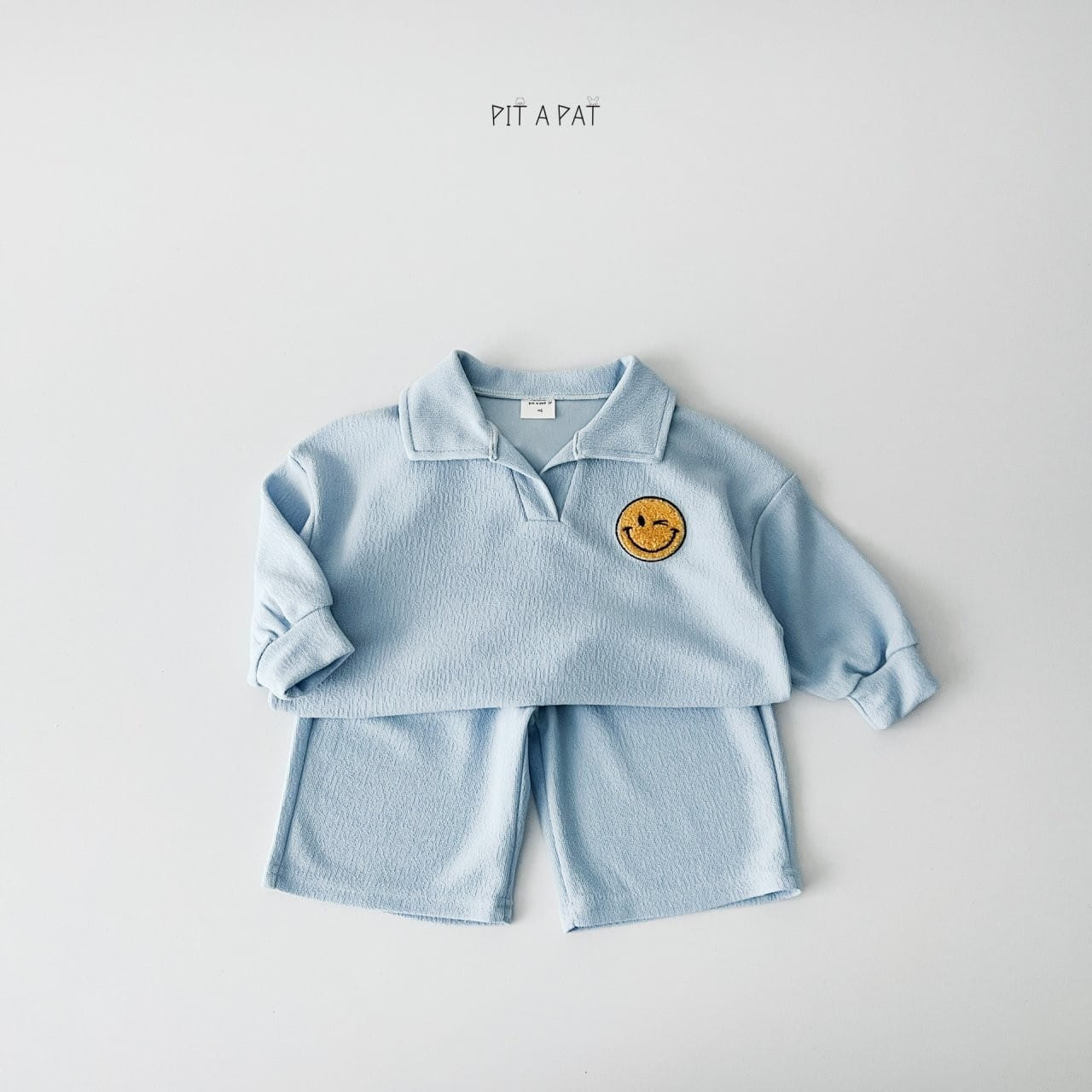 Pitapat - Korean Children Fashion - #minifashionista - Smiley Terry Top Bottom Set - 7